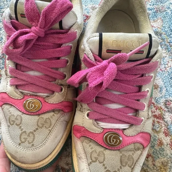 Gucci Beige and Magenta Sneakers authentic - Picture 5 of 7